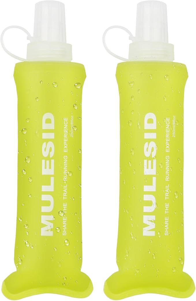 Soft Flask Running Bottles Collapsible Water Bottle Foldable for Traveling Running Vest Collapse Hydration TPU 250ml for Runner(250ml-Pack of 2) by MULESID