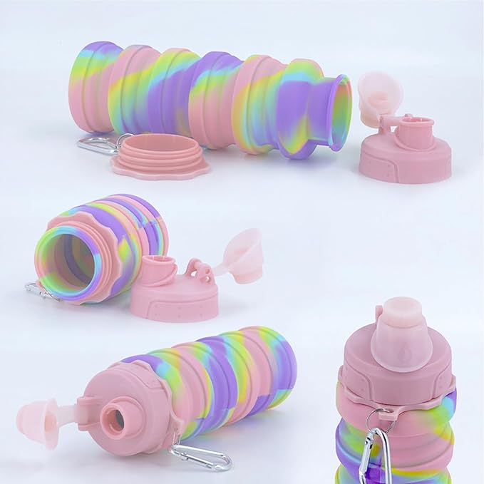 Collapsible Water Bottles Travel water bottle Sports Portable Sport Water Bottle Reusable Water Bottles comes with mountaineering Buckle 500ml silicone Water-proof camping water bottle - Image 4