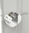 Keyed Door Handle Lockout Device Cover with Code to Disable Access to Keyhole Combination Lock for Bedroom from Outside Only Fits Handle Lock with Long Connecting Shaft (1, White) by PUGED