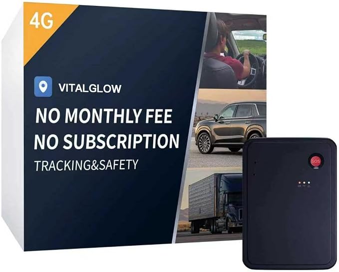 GPS Tracker for Vehicles, No Monthly Fee, No Subscription, Real-Time GPS, 120-Days Long Battery Life, 4G SIM Card and Data Included, Trip History, GeoFence, Driving Alerts, Magnectic, Global Coverage by VITALGLOW