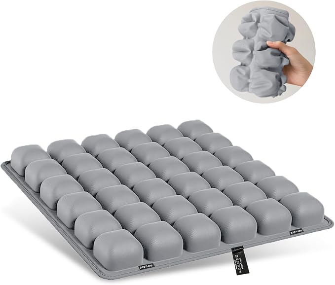 Grey Travel Seat Cushion – Portable Inflatable 3D Air Cell Seat Cushion for Long Flights, Car, Office, Wheelchair, Ergonomic Design for Tailbone Relief & Compact Support - Image 8