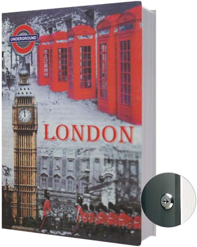 Diversion Book Safe Storage Box (Size 9.5"×6.2"×2.2") With Security Key Lock, Dictionary Secret Hidden Safe (LONDON - Key Lock) by PACOLO