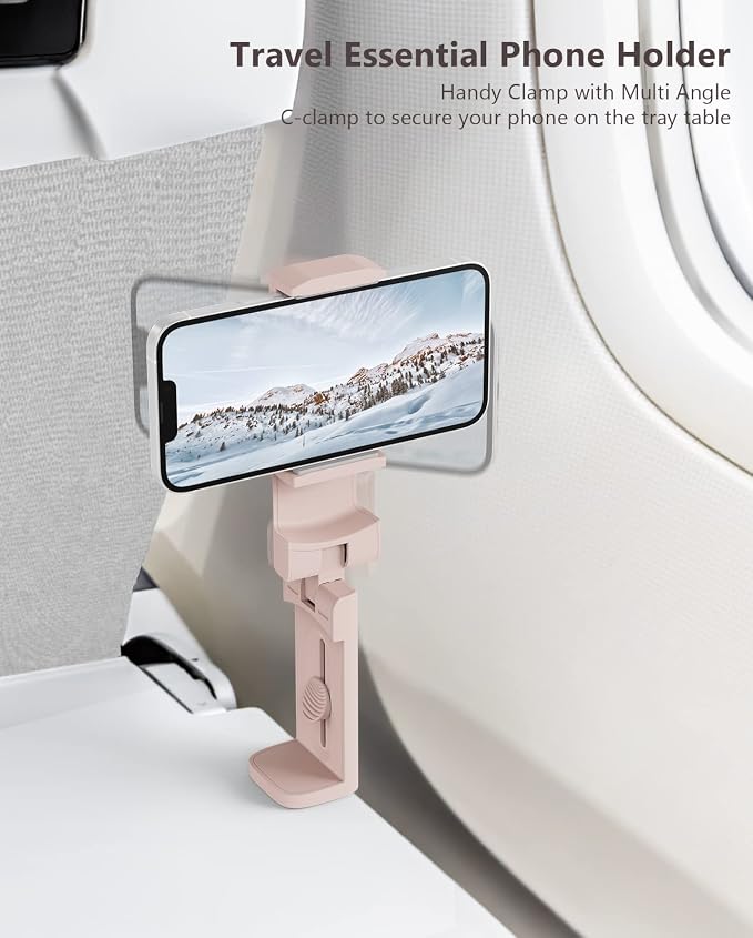 2PCS Airplane Phone Holder Mount, Plane Travel Essentials, Pink & Blue | Universal Hands-free Phone Holer with 360° Rotation for Flying, Accessory Travel Must Haves Phone Stand for Desk, Tray Table - Image 3