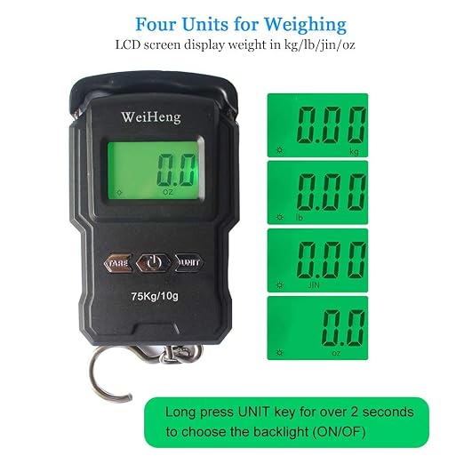 Rechargeable Lugagge Scale Portable Electronic Hook Scale Digital Hanging Bag Luggage Weight Scale Fishing Scale with Measuring Tape 165Lb Black - Image 3