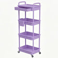 REBECAT 4 Tier Rolling Cart with Drawer, Utility Storage Cart on Wheels for Kitchen, Bathroom, Living Room,Office(Purple) by REBECAT