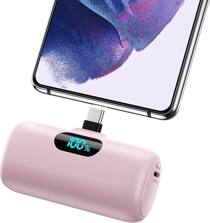 Mini Portable Charger Power Bank for iPhone 17/16/15 Series, 5500mAh PD USB C Cell Phone Portable Power,Travel Essentials Battery Pack for iPhone 17/17 Air/16/16 pro/15 Series/Android/Samsung Galaxy by Feob