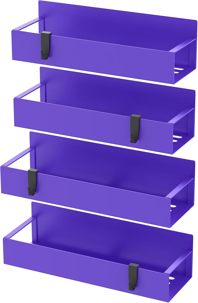 HuggieGems 4 Pack Magnetic Spice Storage Rack Organizer for Refrigerator and Oven, Purple Fridge Organizers and Storage | Magnetic Shelves Heavy Duty for Fridge in Kitchen, Seasoning Storage Organizer, For Oven Washer and Dryer, For Heavier Items - Image 6