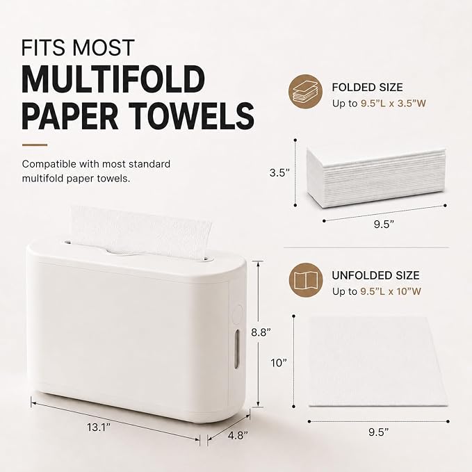 Paper Towel Dispenser Countertop, Multifold Hand Towel Dispenser for Bedroom, Bathroom, Kitchen, Toilet - Image 3