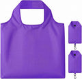2 Pack Large Foldable Shopping Bag, Reusable Grocery Bag, Purple | Waterproof Nylon, 35 Pounds Weight Capacity, Pocket Size Carrier by Unknown