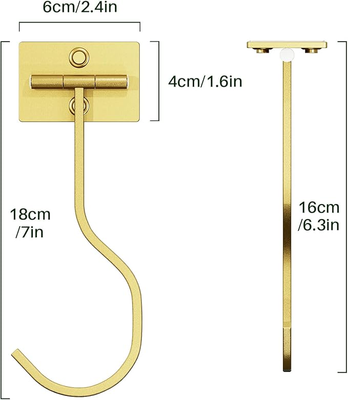 Adhesive Banana Hook Under Cabinet, Under Counter Banana Hanger, Gold | Foldable Banana Hanger, Metal Banana Holder, Hold 20 Bananas, Space-Saving Design, Folding with Magnets When Not in Use - Image 2