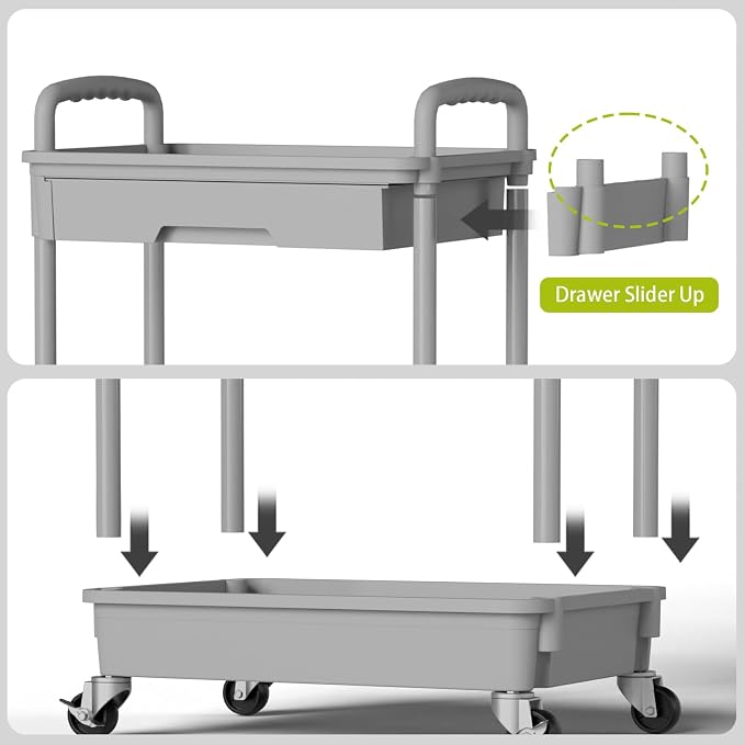 Sorgion 4 Tier Rolling Cart Organizer,Art Craft Diaper Bedside Snack Laundry Room Bathroom Organizer Narrow Thin Slim Rolling Trolley Utility Cart with Wheels for Kitchen,Office(Grey) - Image 5