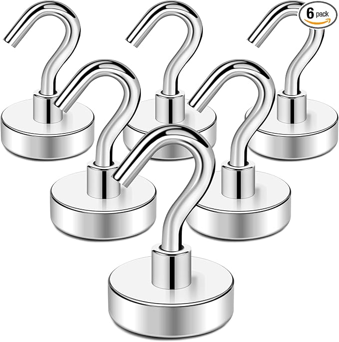 Magnetic Hooks for Cruise Cabins, 120LBS+, 6 Pack, Silver | Cruise Essentials 2026, Heavy Duty Magnets Hooks for Refrigerator, Storage, Grill, Hanging and Kitchen by TRYMAGMagnets
