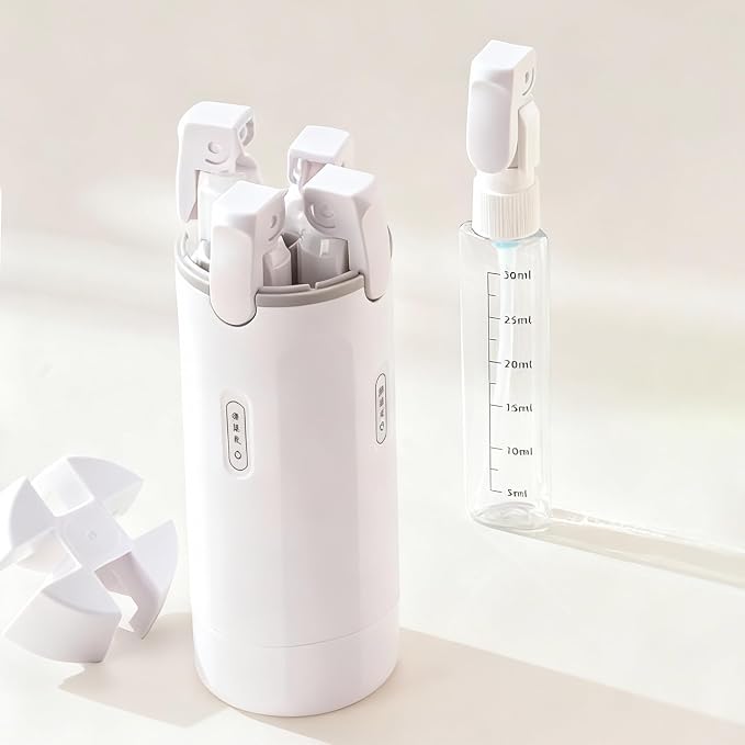 4 in 1 Travel Dispenser Bottle, Refillable Leak Proof Travel Size Bottles for Toiletries, Shampoo, Body Wash, Lotion, Conditioner (White, 16.5cmx5.5cm, 30ml x 4, Plastic) - Image 4