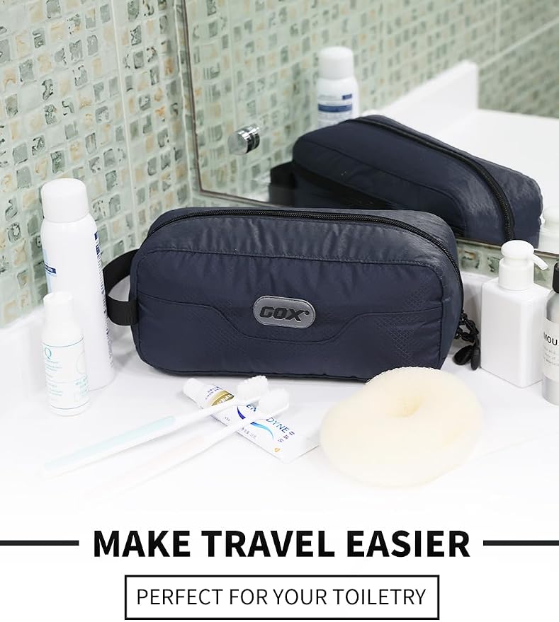 GOX Travel Small Toiletry Bag for Men Nylon Dopp Kit Medicine Bag Organizer Pouch Shave Kits for Teens Bathroom Compact Navy 9.8 * 4.3 * 3.3 Inches - Image 9