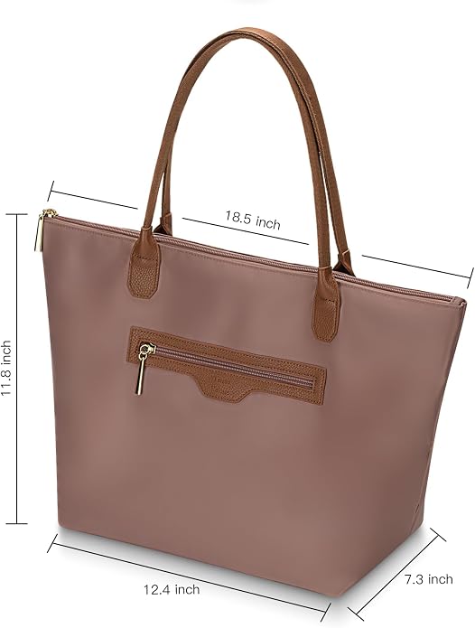 Nylon Tote Bag for Women with Zipper, Travel Shoulder Purses | Lightweight Large Laptop Shoulder Handbag with Zipper, Spacious Purse for Gym and Shopping - Image 4