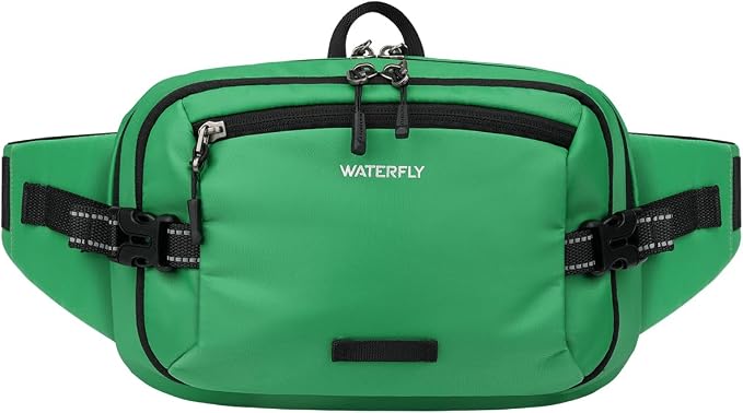 WATERFLY Fanny Pack Waist Bag: 3L Large RFID Anti-Theft for Travel | 180-Degree Opening Design, 5 Pockets, Nylon, Reflective Webbing, Adjustable Buckles, Hiking Daily Use, Women Men by Waterfly