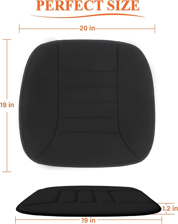 kingphenix Memory Foam Car Seat Cushion for Driver and Office Chair Comfort | 1.2-Inch-Thick Memory Foam Seat Pad, Soft, Breathable Fabric, Non-Slip Silicone Bottom for Long Drives and Office Use, Black - Image 6