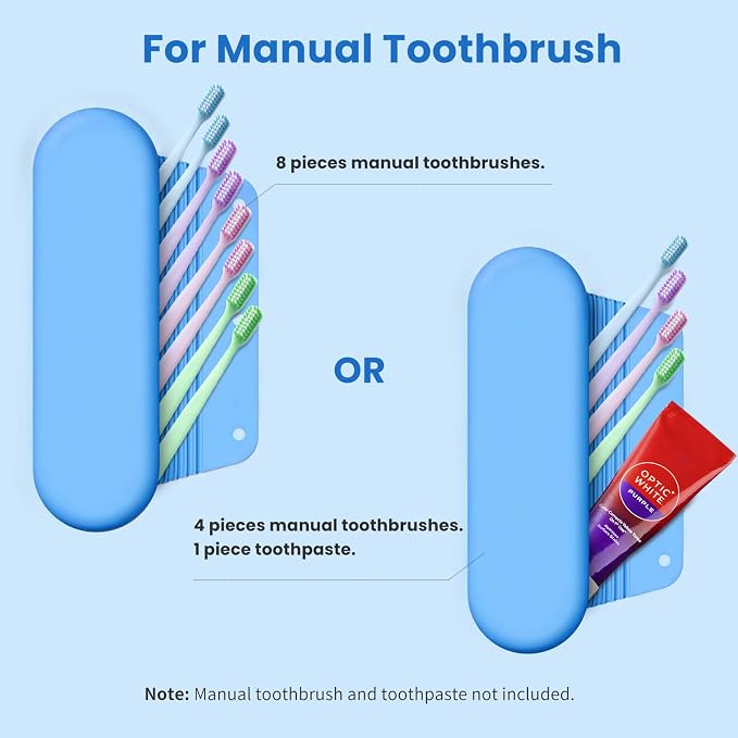 Silicone Electric Toothbrush Travel Case, Manual Toothbrush Travel Cover for Men and Women,Toothbrush Holder for Travel,Gym and More, Fits Most Manual and Electric Toothbrushes - Sky Blue - Image 3