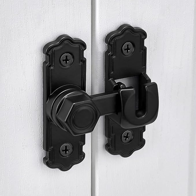 3 Packs Black Aluminum Alloy 90/180 Degree Gate Lock,Barn Door Latches | Flip Gate Latches,Right Angle Door Lock Latch,Sliding Door Latches,for bedroom,garage,window,pet enclosures,drawer,cabinet - Image 5