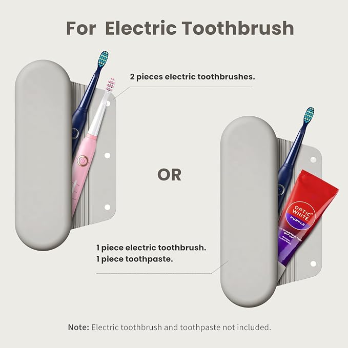Silicone Electric Toothbrush Travel Case, Manual Toothbrush Travel Cover for Men and Women,Toothbrush Holder for Travel,Gym and More, Fits Most Manual and Electric Toothbrushes - Stone - Image 2