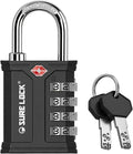 SURE LOCK TSA Approved Combination Lock with Key, Heavy Duty Security Padlock for Gun Cases, Pelican Cases, Tool Boxes, Gym Lockers, Storage Units & Outdoor Gates(Black1 PK) by Hopeyoucanstaysafe
