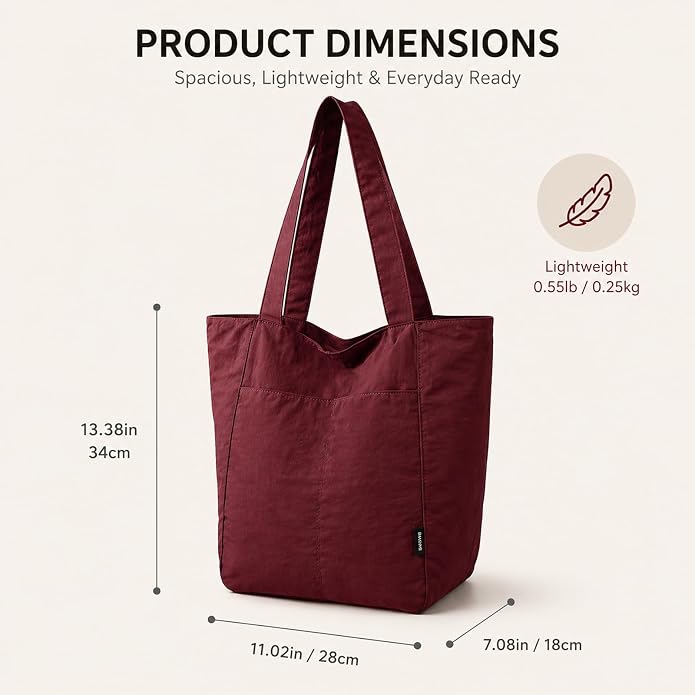 Barsine Tote Bag for Women Unisex Lightweight Nylon Totes Purses and Handbags Large Casual Shoulder Hobo for Travel Gym - Image 6