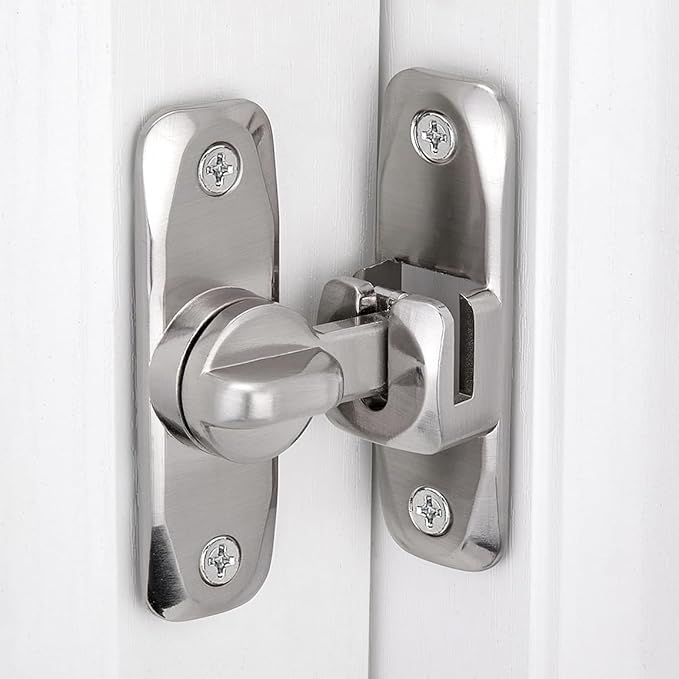 2 Packs Silver Barn Door Latches,90/180 Degree Gate Lock_B | Zinc Alloy Right Angle Door Lock Latch,Flip Gate Latches,Sliding Door Latch Lock,for Cabinets,Fence Gates,Pet Cage - Image 3
