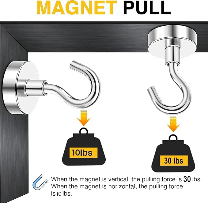 DIYMAG Magnetic Hooks 120pcs 30lbs Cruise Essentials 2026 Magnet Hook | Neodymium Heavy Duty Strong Magnets Hanging Ship Cabins Refrigerator Fridge Classroom Beach Vacation Kitchen Grills Home Tool - Image 3