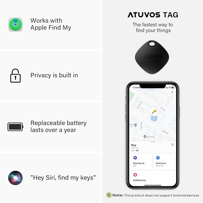 ATUVOS Air Tracker Tag-1 Pack, Bluetooth Luggage Tracker Works with Apple Find My APP (iOS Only, Not for Android), Keys Finder and Item Locator for Luggage, Backpack, Suitcases, Replaceable Battery - Image 8