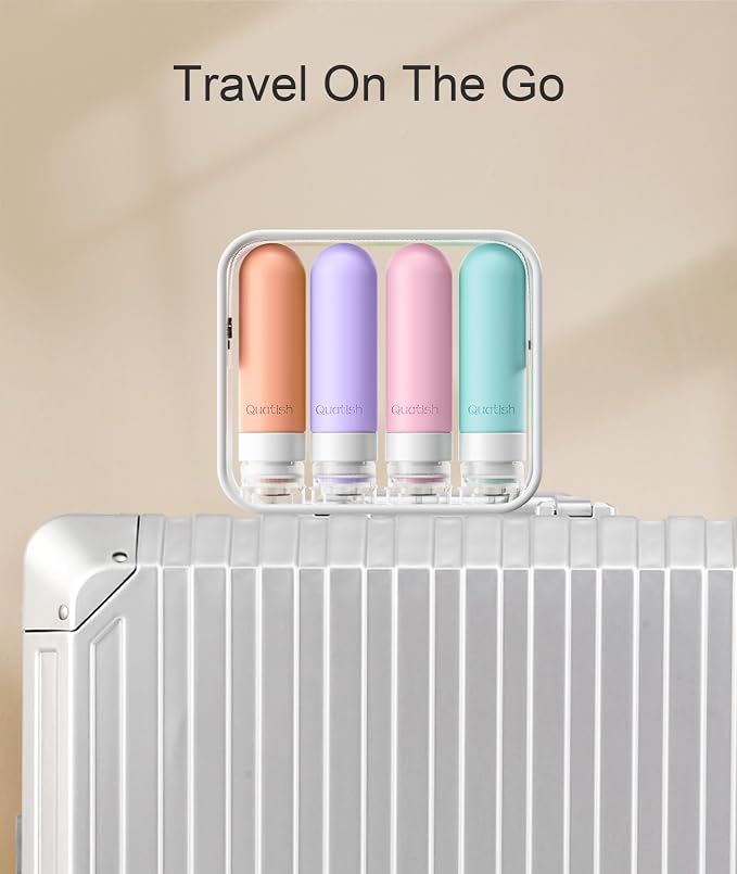 Quatish Travel Bottles for Toiletries, Original Patented Leak Proof Travel Size Toiletries, 3 oz Tsa Approved Silicone Shampoo and Conditioner Bottles, Travel Essentials, 4 Pack, Pink - Image 6