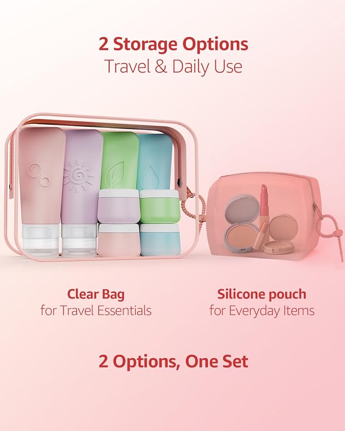 23 Pcs Travel Bottles for Toiletries,Travel Containers for Toiletries | 23-Piece Silicone Travel Bottles Set, TSA Approved Leakproof Toiletry Kit with 2 Bags, Squeeze Bottles, Jars, Pump & Spray - Image 4