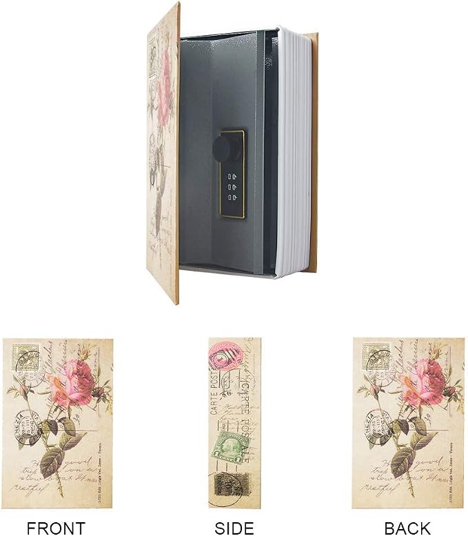 Diversion Book Safe Storage Box (9.5"×6"×2.2"), Dictionary Secret Safe Can with Security Combination Lock, Diversion Book Hidden Safe (Rose,Combination) - Image 3
