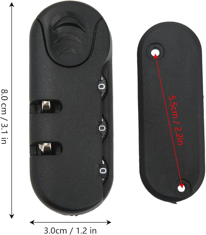 Zinc Alloy Luggage Lock - 3 Digit Suitcase Password Lock, Frosted Black Appearance for Travel - Image 2