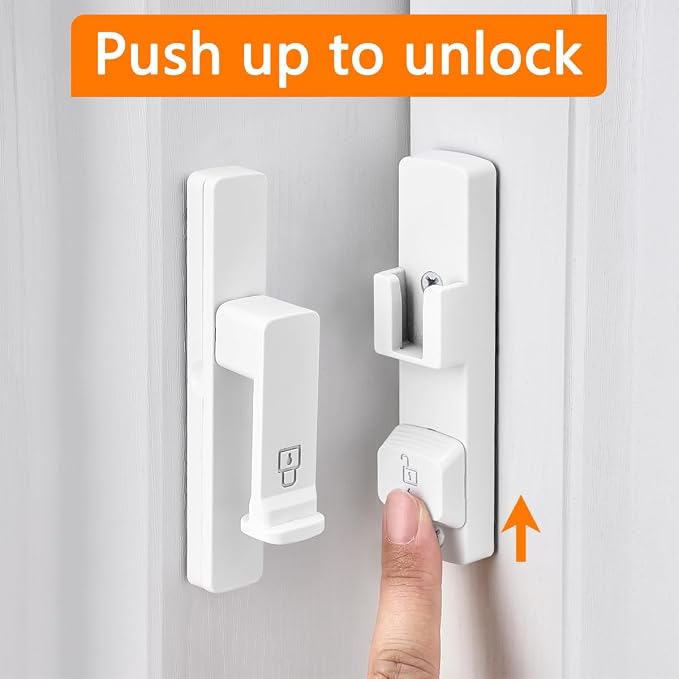 White 90 Degree Barn Door Lock,Flip Gate Latches Hardware | Zinc Alloy Door Lock,Right Angle Door Lock Latch,Sliding Door Latches,for bedroom,drawer,pet enclosures,cabinet,garage,window - Image 3