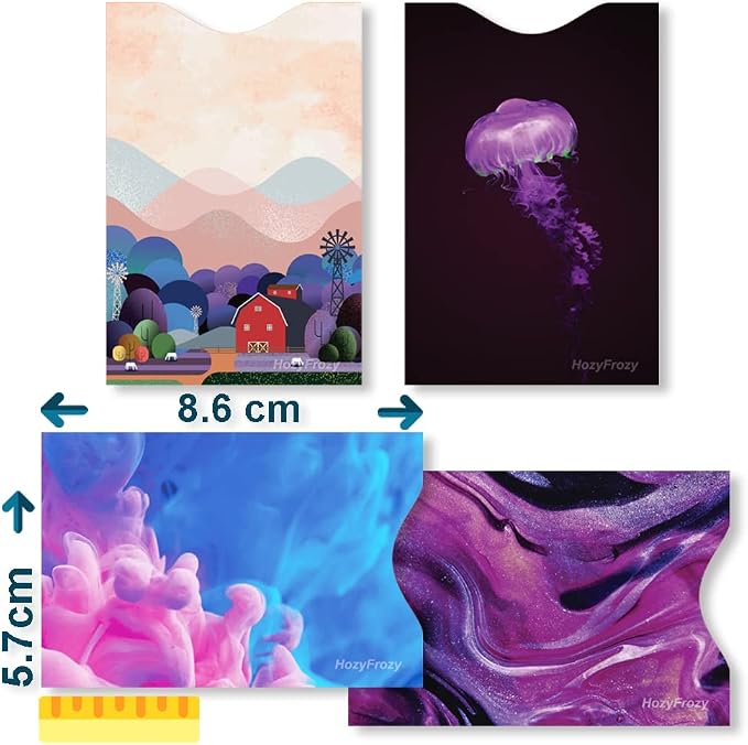 8 RFID Blocking Sleeves, Unique Designs and Arts in Purple, Anti-Theft Credit Card Holder, Credit Card Protector, Easy to Recognize, Sturdy and Perfect size for cards - Image 3