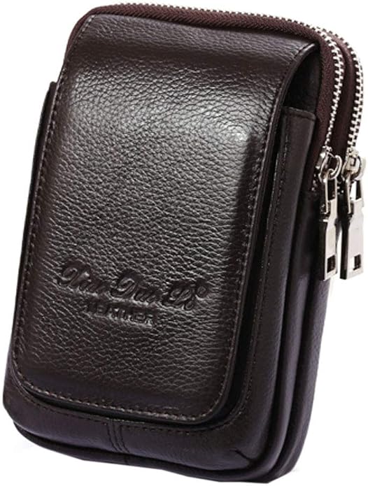 Leather Waist Pack Phone Belt Bag for Men Loop Holster Wallet Cellphone Case Pouch Pack Clip Money Purse by Hebetag