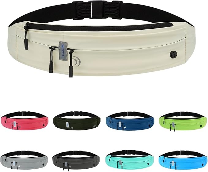 WATERFLY Running Belt Fanny Pack:Phone Holder Belt for Men Women | Lightweight, Soft and breathable fabric,SBS zipper, adjustable waist belt, Zero bounce, Suitable for running workout Fitness by Waterfly