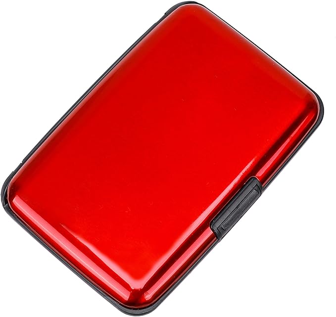 Mini RFID Aluminum Wallet Credit Cards Holder Business Card Case Metal ID Case for Men Women (Red) by ELFISH