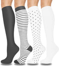 Aoliks Compression Socks for Women and Men 4 Pairs, Mild Support | Long Knee High Stockings for Nurses Running Travel Flying Pregnancy Athletic 15-20 mmHg by Aoliks
