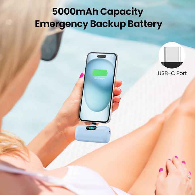 Mini Portable Charger USB C Power Bank,Upgraded 5000mAh PD Fast Charging Battery Pack Built-in USB-C Connector Travel Essential for iPhone17/17Pro/17Pro Max/Air/16 Plus/16Pro Max/15 Series,Android etc - Image 4