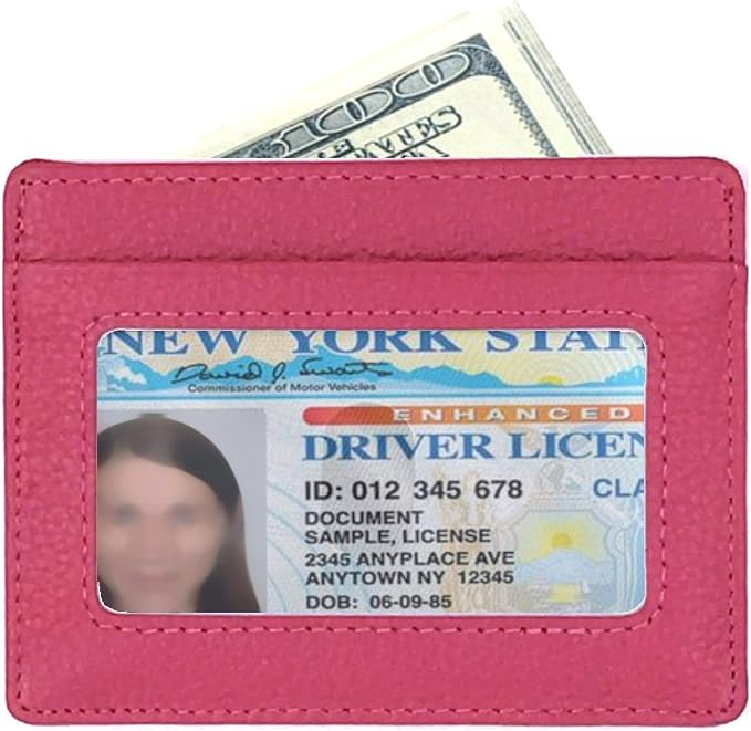 Tapp Collections RFID Protect Slim Minimalist Pocket Leather Wallet Card Holder - Royal Pink - Image 2