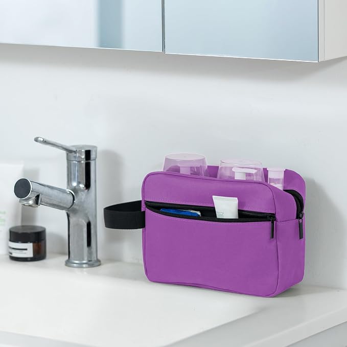 Elviros Travel Toiletry Bag for Women and Men,Lightweight Makeup Bag Hanging Dopp Kit with Shaving Compartment Cosmetic Organizer Small Tool Bag Travel Essentials Gift for Women(Grape Purple) - Image 2