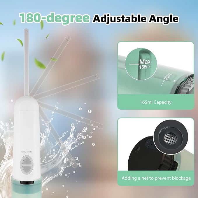 Hibbent Portable Bidet for Travel, High Pressure Handheld Electric Sprayer, Rechargeable Travel Bidet for Women & Men, Personal Hygiene Cleaning, Soothing Postpartum Care, perineal, Green - Image 7
