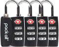 pack all TSA Approved Travel Luggage Locks, Resettable 3-Digit Code | Open Alert Indicator, Zinc Alloy Body, Clear Number Dials, For Suitcase, Toolbox, Backpack, 4 Pack by packall