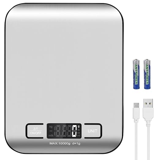 Digital Shipping Scale,Stainless Steel Panel, Accurate Portable Postal Scale for Packages, Small Business,Kitchen, Food, Handmade, Liquids, and Boutique (Silver Black Rechargeable(10kg/1g)) by Selegere