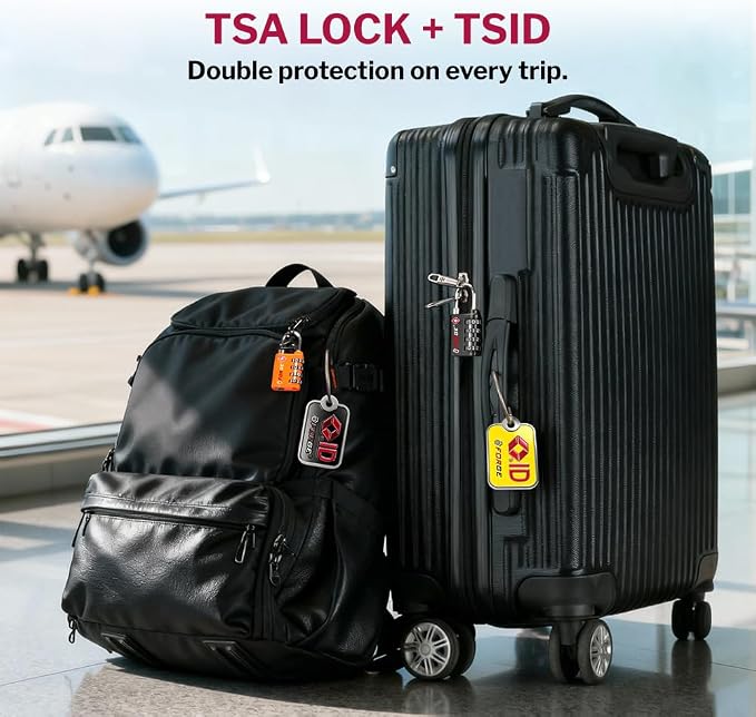 Forge Dual-Opening: Key or Combination Lock, TSA Approved Lock for Luggage, Pelican case, Travel, Gym, School, Luggage Combination Lock, Travel Bag Lock (Black 2 Locks and 2 ID) - Image 5