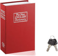 Jssmst Book Safe with Key Lock, Dictionary Diversion Safe Seceret Hidden Book, Metal Lock Box Small, 7.2" x 4.6" x 2.2", Red by Jssmst