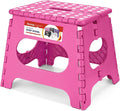 11" Folding Step Stool for Kids and Adults, Holds 300 lb, Rose red | Heavy Duty Collapsible Foot Stool, Lightweight with Built-in Handle, Non-Slip for Adults Kitchen Bathroom Bedroom Outdoor by ACSTEP
