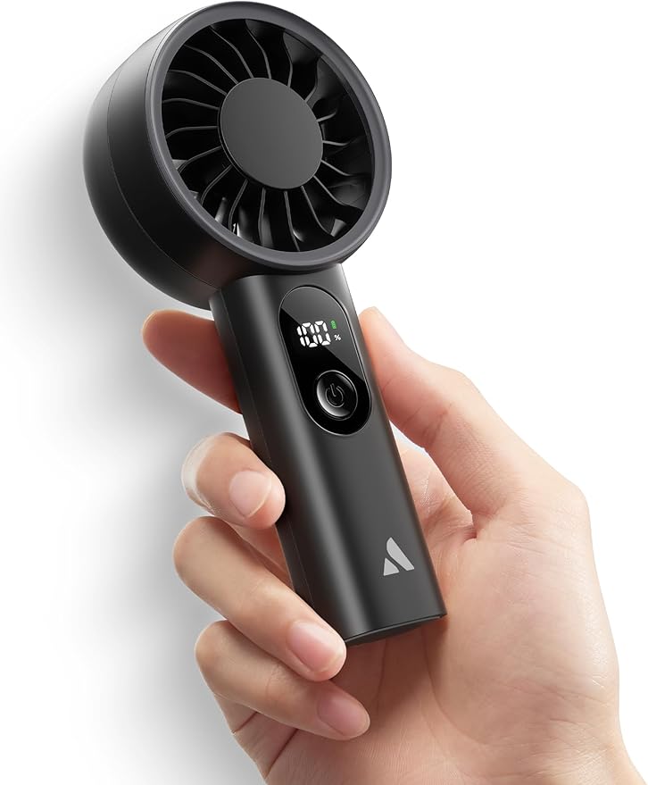 Aecooly Mighty Portable Fan, Powerful Handheld Fan, USB Rechargeable | [10H Max Cooling Time], Mini Personal Battery Powered, Pocket for Travel, Summer, Gifts for Women, Girls -Black by Aecooly