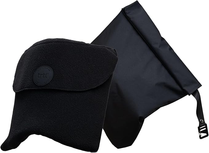 Trtl Travel Pillow Original 2.0 – Scientifically Proven Super Soft Travel Pillow with Premium Head & Neck Support – for Airplane Travel – Machine Washable – Lightweight & Compact – Jet Black by Trtl